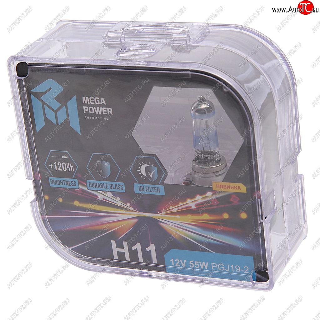 639 р. Лампа 12V H11 55W PGJ19-2 +120% бокс (2шт.) MEGAPOWER MEGAPOWER 370-33-007  с доставкой в г. Керчь