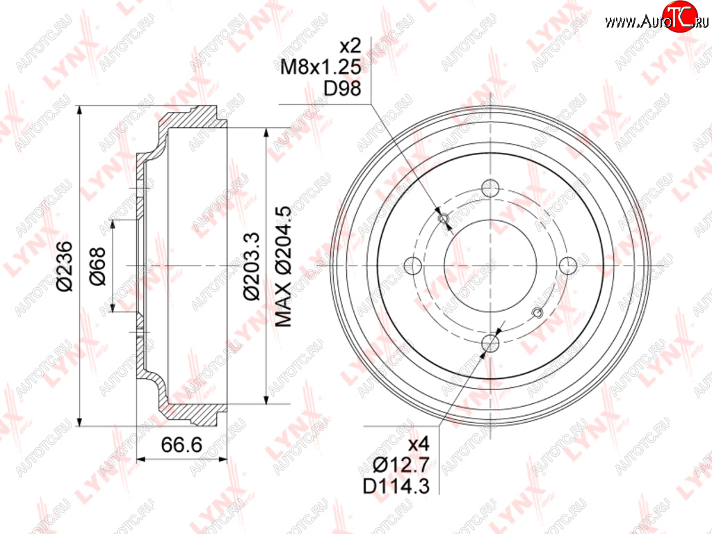 3 099 р. Барабан тормозной NISSAN Almera задний (1шт.) LYNX LYNX bm1114  с доставкой в г. Керчь