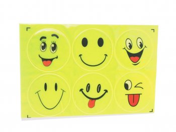 87 р. Наклейка светоотражающая силиконовая вырезанная Смайлик 22х14.5см AUTOSTICKERS AUTOSTICKERS смайлик 1 6  с доставкой в г. Керчь. Увеличить фотографию 1