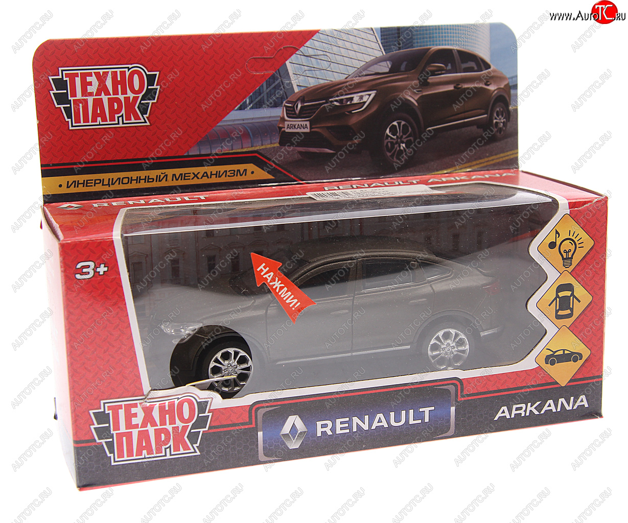 1 449 р. Модель автомобиля RENAULT Arkana металлическая (свет, звук) ТЕХНОПАРК ТЕХНОПАРК arkana-12slfil-bn  с доставкой в г. Керчь