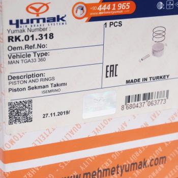 2 259 р. Поршень компрессора MAN (поршнень,кольца,палец,стопорные кольца,d=92мм) YUMAK YUMAK rk.01.318  с доставкой в г. Керчь. Увеличить фотографию 5