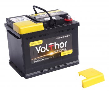 12 499 р. Аккумулятор VOLTHOR EFB 60Ач обратная полярность VOLTHOR 6ст60(0) 56088  с доставкой в г. Керчь. Увеличить фотографию 2