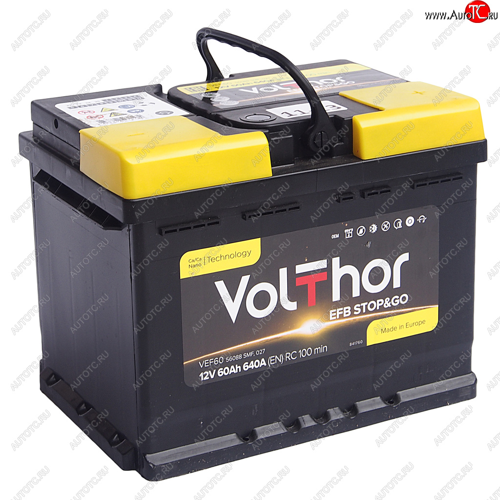 12 499 р. Аккумулятор VOLTHOR EFB 60Ач обратная полярность VOLTHOR 6ст60(0) 56088  с доставкой в г. Керчь