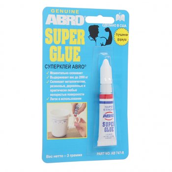 88 р. Клей-супер универсальный 3г Super Glue ABRO ABRO sg-747-r  с доставкой в г. Керчь. Увеличить фотографию 1