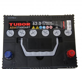 9 849 р. Аккумулятор TUBOR Asia Standart 62Ач обратная полярность TUBOR 6ст62(0) d23l  с доставкой в г. Керчь. Увеличить фотографию 2