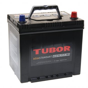 9 849 р. Аккумулятор TUBOR Asia Standart 62Ач обратная полярность TUBOR 6ст62(0) d23l  с доставкой в г. Керчь. Увеличить фотографию 1