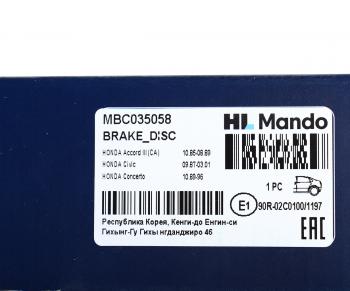 2 399 р. Диск тормозной HONDA Jazz задний (1шт.) MANDO MANDO mbc035058 MANDO mbc035058  с доставкой в г. Керчь. Увеличить фотографию 4