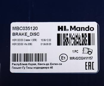2 479 р. Диск тормозной MERCEDES Vito (96-99) задний (1шт.) MANDO MANDO mbc035120 MANDO mbc035120  с доставкой в г. Керчь. Увеличить фотографию 5