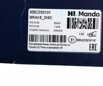 2 449 р. Диск тормозной MITSUBISHI Carisma (96-) передний (1шт.) MANDO MANDO mbc030101 MANDO mbc030101  с доставкой в г. Керчь. Увеличить фотографию 4