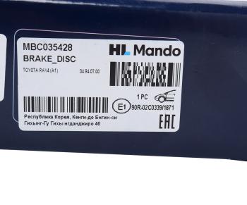 2 489 р. Диск тормозной TOYOTA Rav 4 (94-) передний (1шт.) MANDO MANDO mbc035428 MANDO mbc035428  с доставкой в г. Керчь. Увеличить фотографию 7