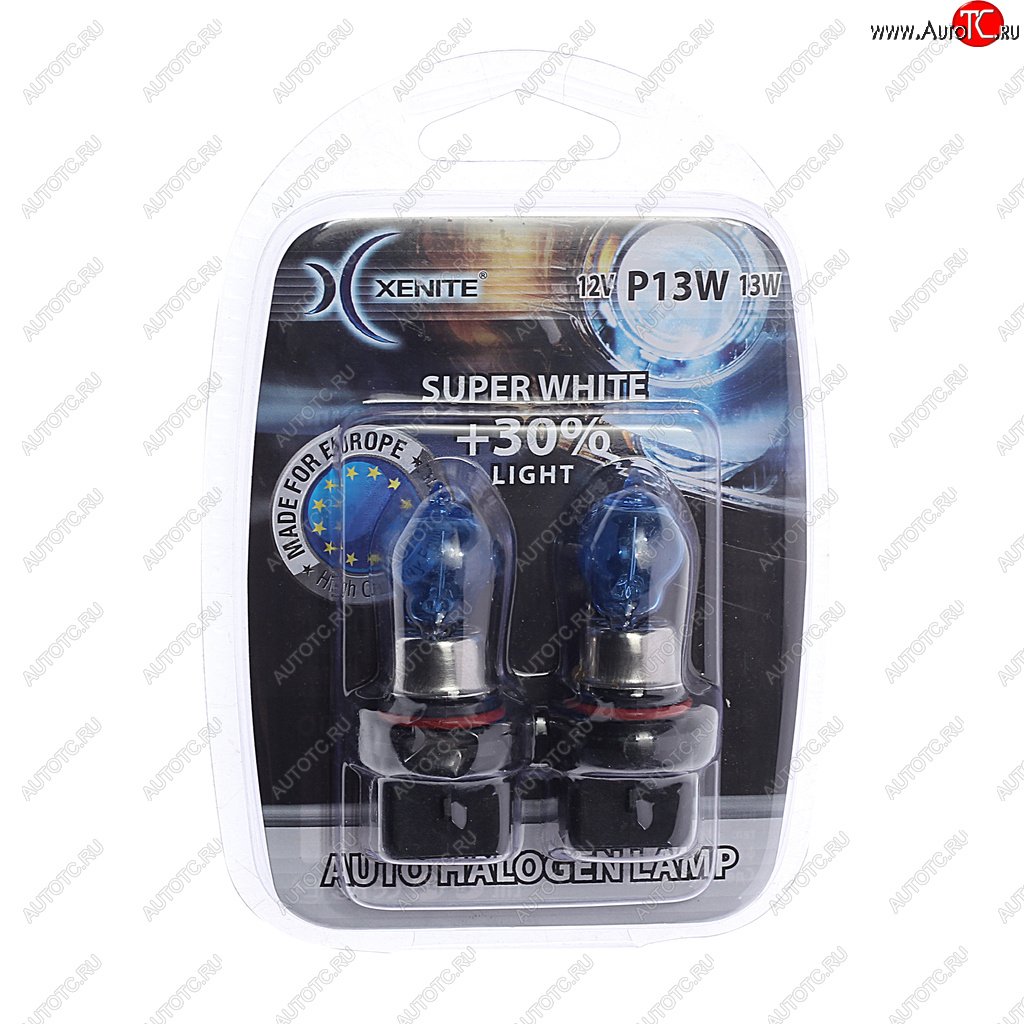 1 129 р. Лампа 12V P13W PG18.5d-1+30% 4000К блистер (2шт.) Super White XENITE XENITE 1007070  с доставкой в г. Керчь