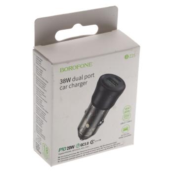 272 р. Устройство зарядное в прикуриватель 1USB + 1 Type C 12V BOROFONE BOROFONE bz25 transparent black  с доставкой в г. Керчь. Увеличить фотографию 4