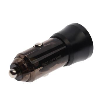 272 р. Устройство зарядное в прикуриватель 1USB + 1 Type C 12V BOROFONE BOROFONE bz25 transparent black  с доставкой в г. Керчь. Увеличить фотографию 2