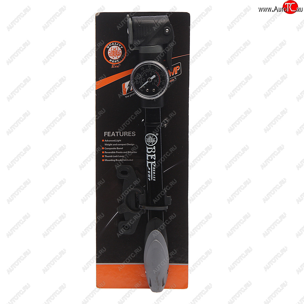 1 249 р. Насос велосипедный алюминиевый с манометром 21x304мм BEE PUMP BEE PUMP m21b-03a  с доставкой в г. Керчь