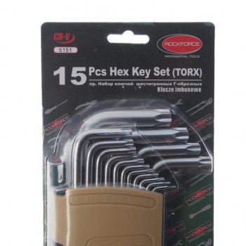 1 439 р. Набор ключей TORX Т6-Т60 Г-образных 15 предметов с держателем ROCKFORCE ROCKFORCE rf-5151  с доставкой в г. Керчь. Увеличить фотографию 4