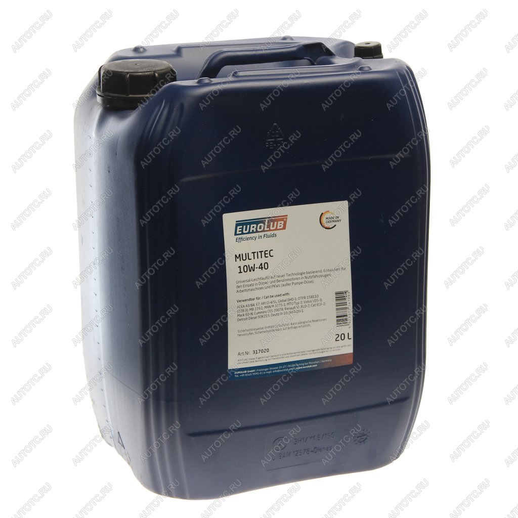 16 999 р. Масло дизельное MULTITEC CI-4E7 10W40 псинт.20л EUROLUB EUROLUB 317020  с доставкой в г. Керчь