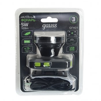 1 029 р. Фонарь налобный аккумуляторный GAUSS GAUSS gf401 GAUSS gf401  с доставкой в г. Керчь. Увеличить фотографию 1