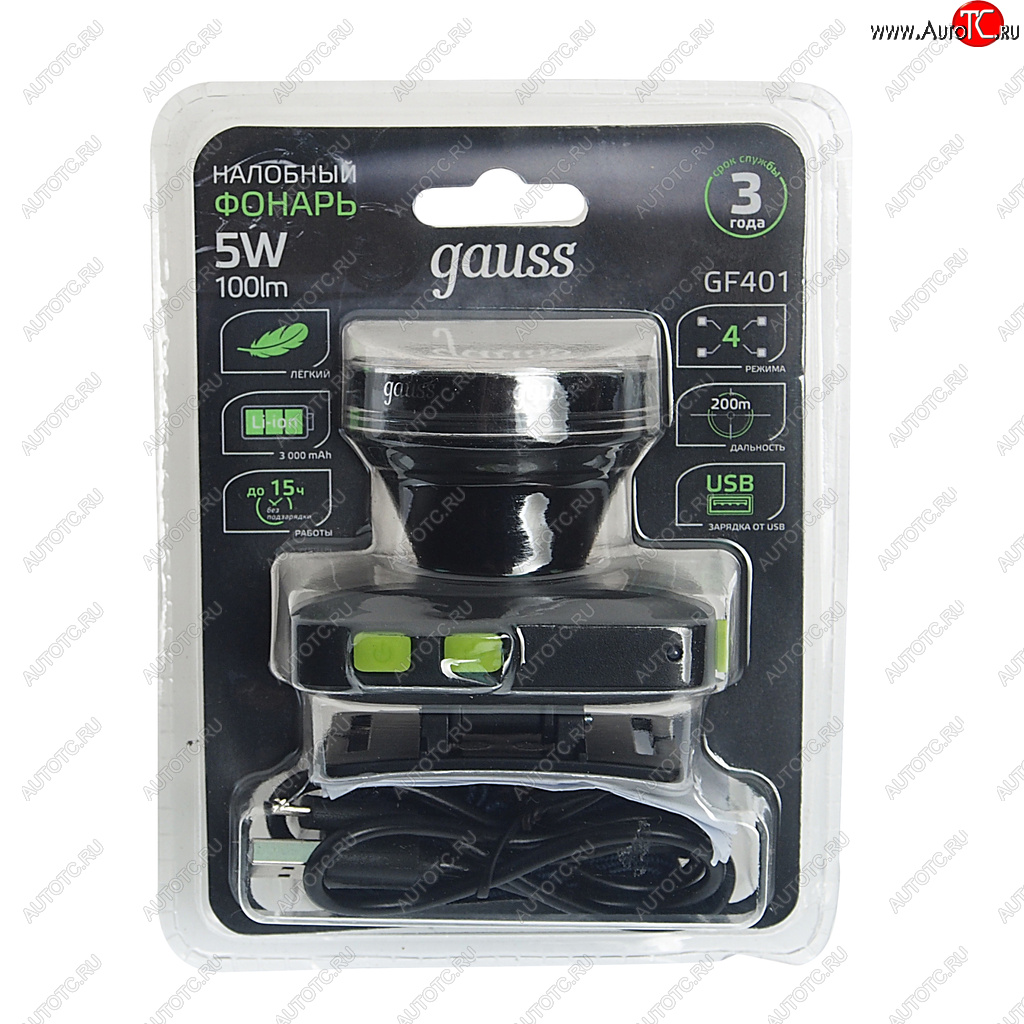1 029 р. Фонарь налобный аккумуляторный GAUSS GAUSS gf401 GAUSS gf401  с доставкой в г. Керчь