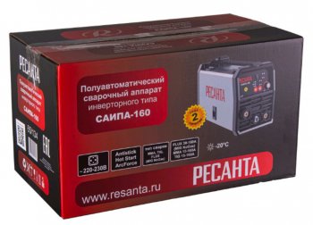 8 999 р. Аппарат сварочный 6.2кВт 30-160А d=4.00.8-1.0 220В инвертор полуавтомат РЕСАНТА РЕСАНТА саипа-160  с доставкой в г. Керчь. Увеличить фотографию 8