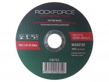 70 р. Круг отрезной по металлу 125x1.0x22.23мм ROCKFORCE ROCKFORCE rf-cw705  с доставкой в г. Керчь. Увеличить фотографию 1