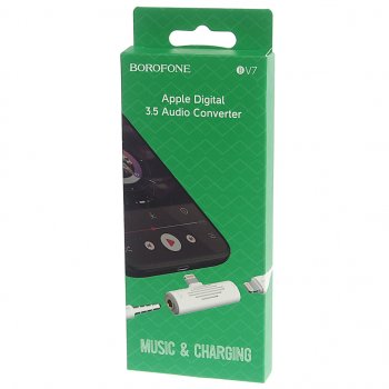 599 р. Переходник iPhone (5-) на jack 3.5 + зарядка белый BOROFONE BOROFONE bv7 white BOROFONE bv7 white  с доставкой в г. Керчь. Увеличить фотографию 3