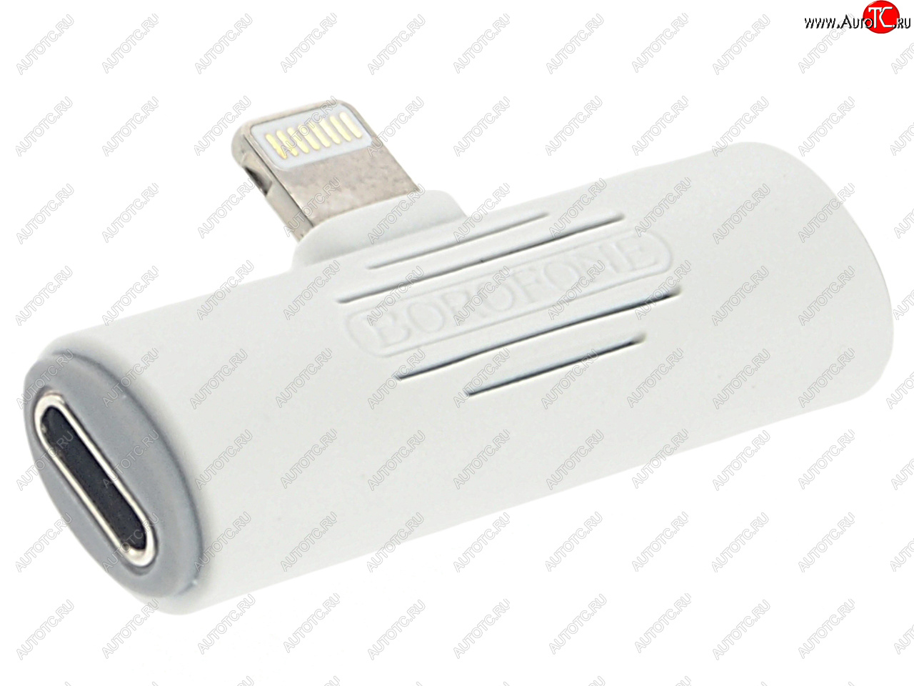 599 р. Переходник iPhone (5-) на jack 3.5 + зарядка белый BOROFONE BOROFONE bv7 white BOROFONE bv7 white  с доставкой в г. Керчь