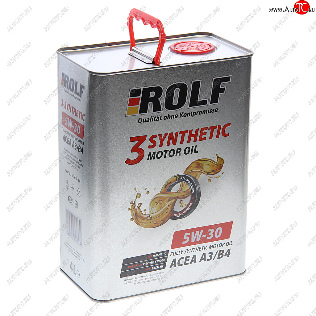 3 389 р. Масло моторное 3-SYNTHETIC A3/B4 5W30 синт.4л ROLF ROLF 322549 ROLF 322549  с доставкой в г. Керчь