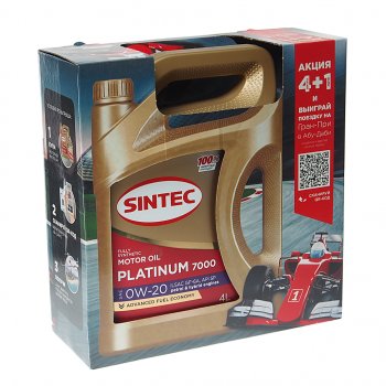 1 899 р. Масло моторное Platinum 7000 GF-6A 0W20 синт.4+1л SINTEC SINTEC 600222 SINTEC 600222  с доставкой в г. Керчь. Увеличить фотографию 1