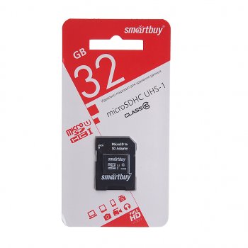 399 р. Карта памяти 32GB MicroSD class 10 + SD адаптер SMART BUY SMART BUY sb32gbsdcl10-01_с  с доставкой в г. Керчь. Увеличить фотографию 1