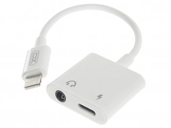 469 р. Переходник iPhone (5-) на jack 3.5 + зарядка белый XO XO nb-r172b white  с доставкой в г. Керчь. Увеличить фотографию 1