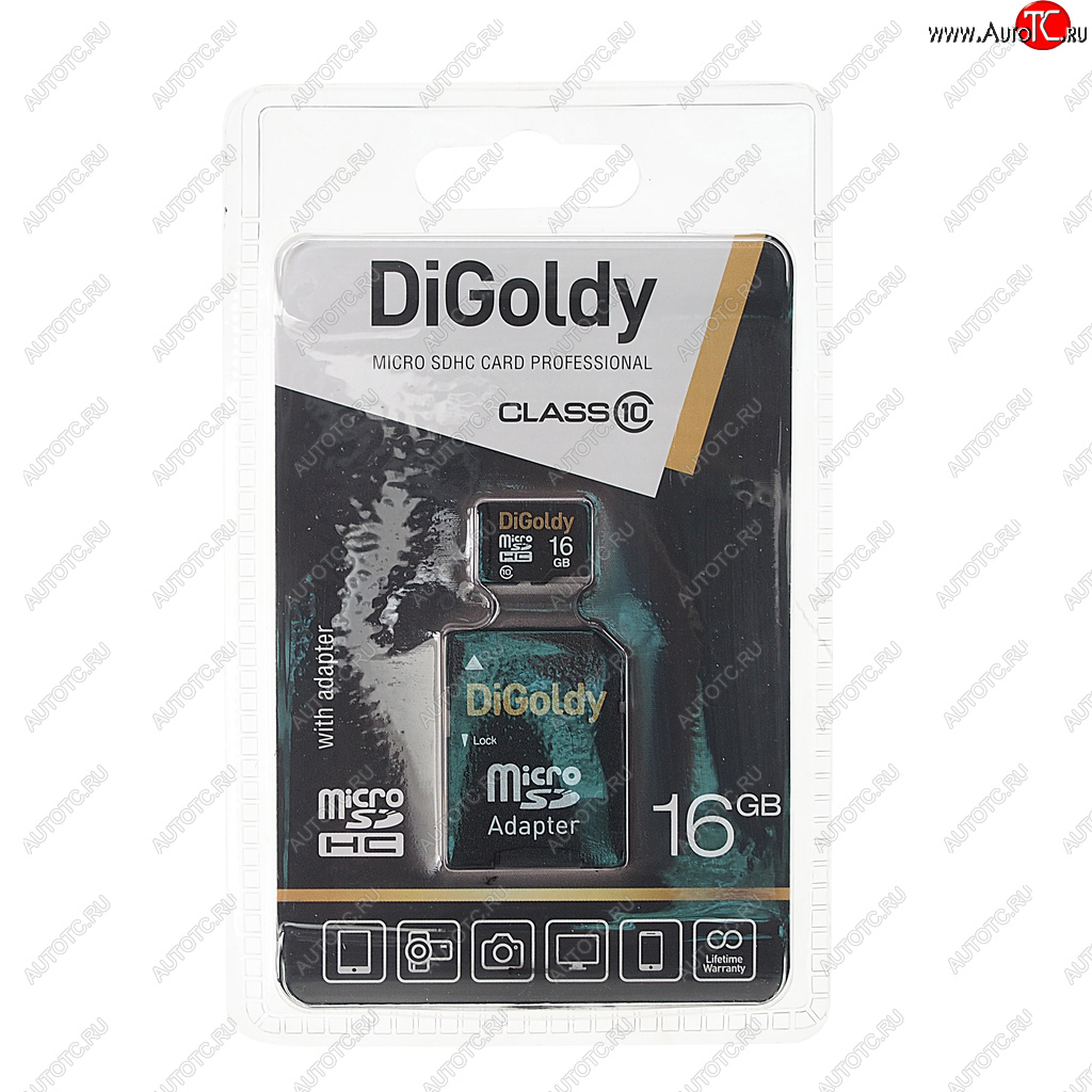 261 р. Карта памяти 16GB MicroSD class 10 + SD адаптер DIGOLDY DIGOLDY dg016gcsdhc10-ad  с доставкой в г. Керчь
