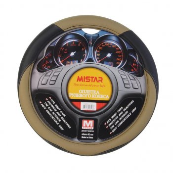 429 р. Оплетка руля (M) 37-39см черно-бежевая кожа MISTAR MISTAR mis-lt15a bkbe (m)  с доставкой в г. Керчь. Увеличить фотографию 1