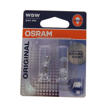 160 р. Лампа 24V W5W T10W W2.1x9.5d блистер (2шт.) OSRAM OSRAM 2845-02b  с доставкой в г. Керчь. Увеличить фотографию 1