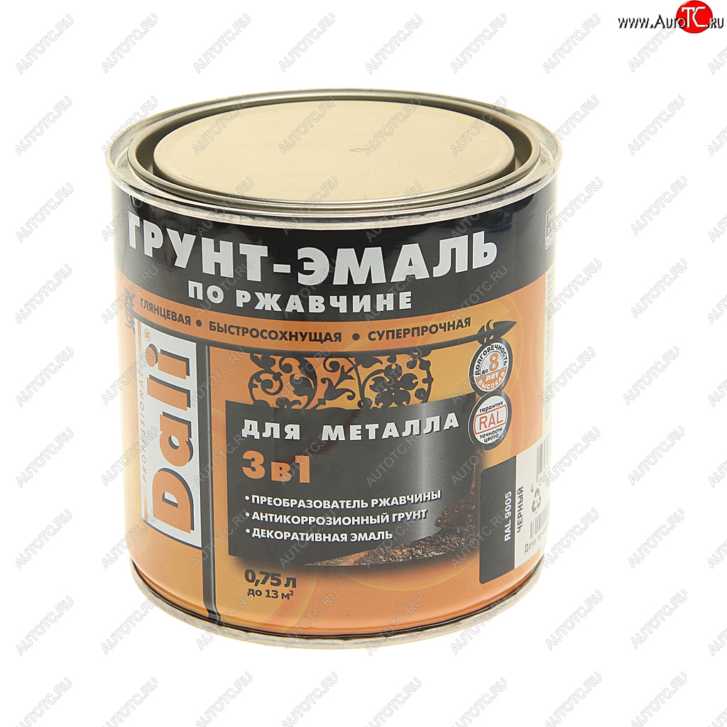 999 р. Грунт-эмаль по ржавчине черный RAL9005 0.75л DALI DALI 20412  с доставкой в г. Керчь