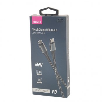 489 р. Кабель USB Type C-USB Type C 1.2м черный OLMIO OLMIO olm-040275  с доставкой в г. Керчь. Увеличить фотографию 2