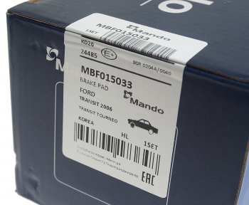 2 499 р. Колодки тормозные передние (4шт.) MANDO Ford Transit цельнометаллический фургон (2014-2022)  с доставкой в г. Керчь. Увеличить фотографию 3
