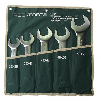 6 699 р. Набор ключей рожковых 32-55мм 5 предметов на полотне ROCKFORCE ROCKFORCE rf-5052p  с доставкой в г. Керчь. Увеличить фотографию 1