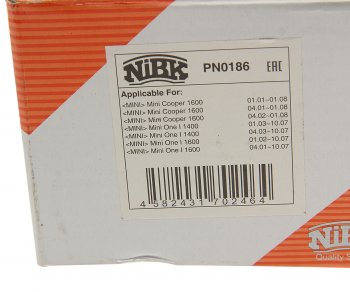2 999 р. Колодки тормозные MINI Cooper S (04-07) передние (4шт.) NIBK NIBK pn0186 NIBK pn0186  с доставкой в г. Керчь. Увеличить фотографию 4