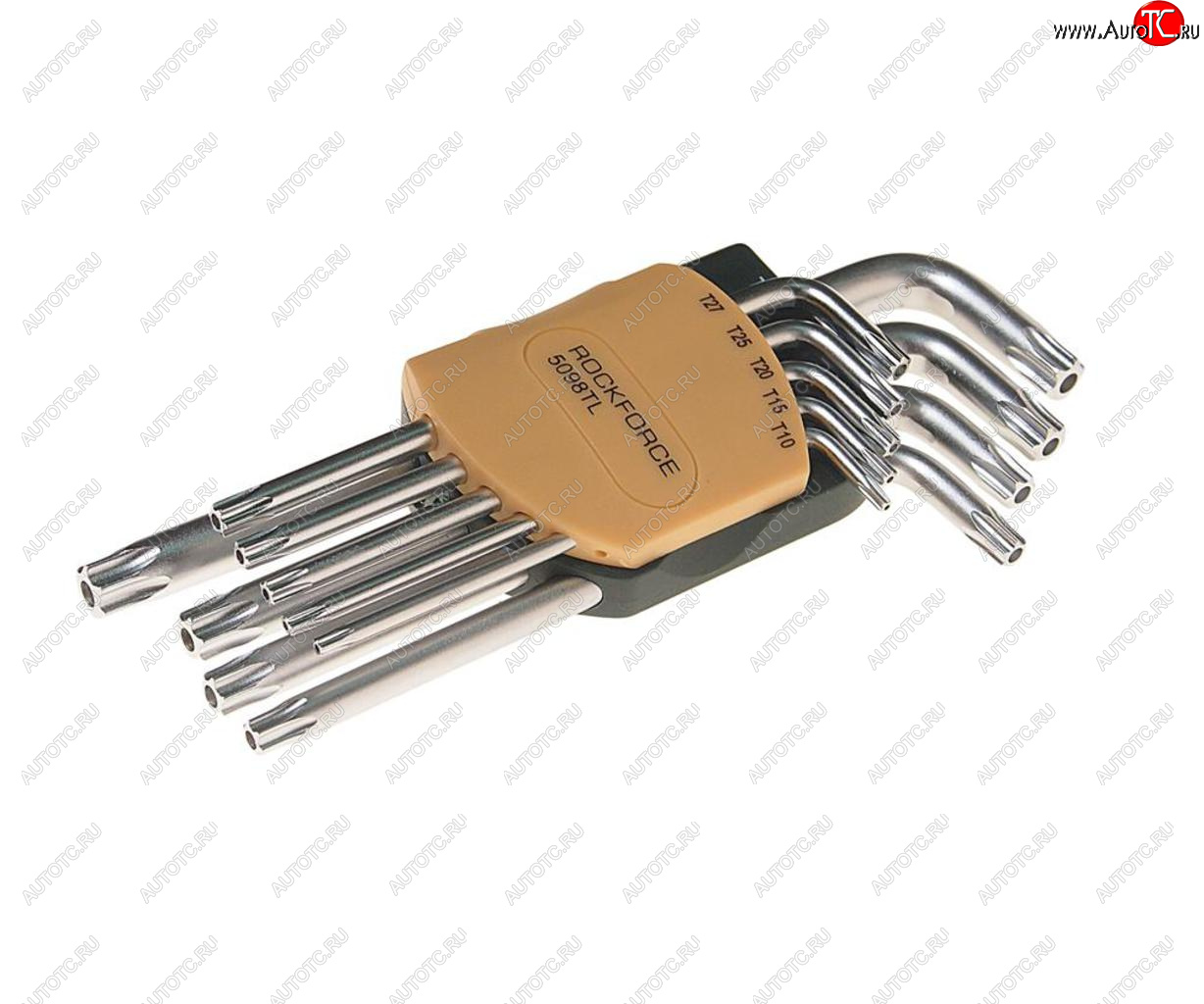 619 р. Набор ключей TORX T10Н-Т50Н Г-образных 9 предметов с держателем ROCKFORCE ROCKFORCE rf-5098tl  с доставкой в г. Керчь