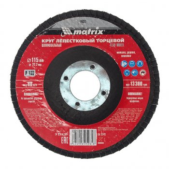 113 р. Круг лепестковый торцевой 115х22мм Р100 MATRIX MATRIX 74031  с доставкой в г. Керчь. Увеличить фотографию 1