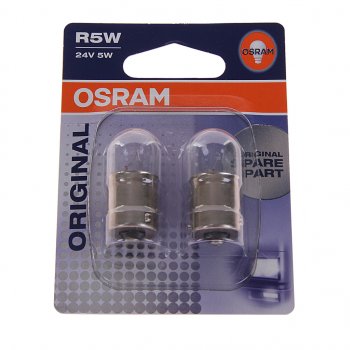 176 р. Лампа 24V R5W BA15s блистер (2шт.) OSRAM OSRAM 5627-02b  с доставкой в г. Керчь. Увеличить фотографию 1