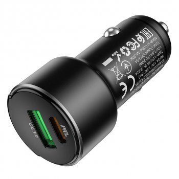 729 р. Устройство зарядное в прикуриватель 1USB + 1 Type C 12V черное HOCO HOCO z42 black  с доставкой в г. Керчь. Увеличить фотографию 1