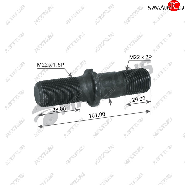 239 р. Шпилька колеса BPW (M22х1.5х45, M22х2.0х48 L=100мм) MANSONS MANSONS 300.210  с доставкой в г. Керчь