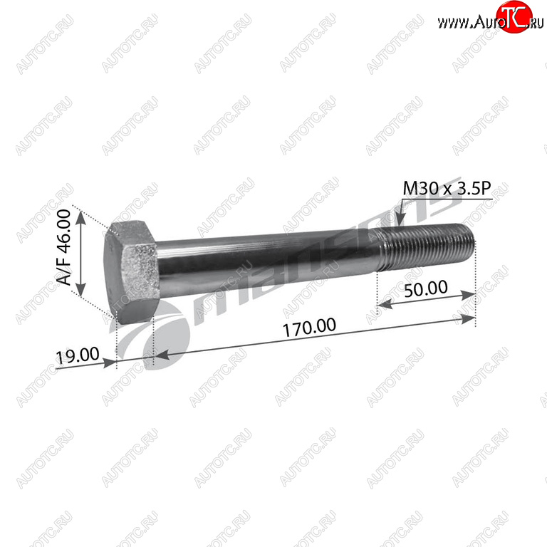639 р. Болт BPW рессоры (M30х170х3,5) MANSONS MANSONS m30170  с доставкой в г. Керчь
