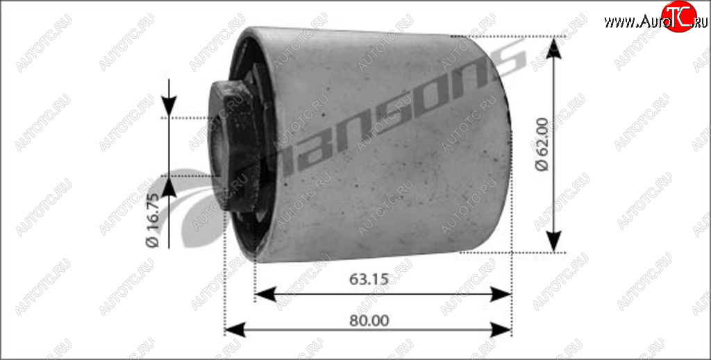 729 р. Сайлентблок MAN TGA,TGS,TGX стабилизатора кабины (16х6480х60) MANSONS MANSONS 400.554  с доставкой в г. Керчь