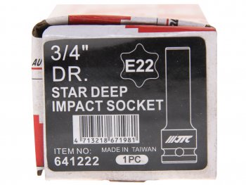 2 339 р. Головка торцевая 34 TORX E22 глубокая L=110мм JTC JTC TOOLS CO., LTD jtc-641222  с доставкой в г. Керчь. Увеличить фотографию 5