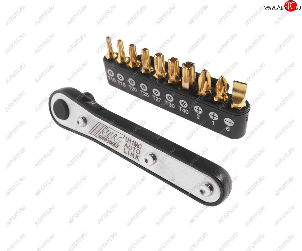 1 299 р. Набор бит 14 SL6, PH1-2, TORX, Т10Н-Т40Н с ключом трещоткой 11 предметов JTC JTC TOOLS CO., LTD jtc-u11mc  с доставкой в г. Керчь