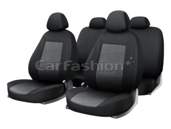 Универсальные чехлы сидений (майка, 11 предм., полиэстер) Jacquard CARFASHION Ford Tourneo Custom дорестайлинг (2012-2018) (черно-серые )