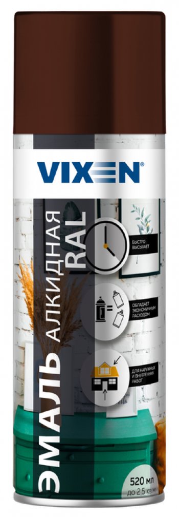 272 р. Краска коричневая аэрозоль 520мл универсальная VIXEN VIXEN vx-18012  с доставкой в г. Керчь. Увеличить фотографию 1