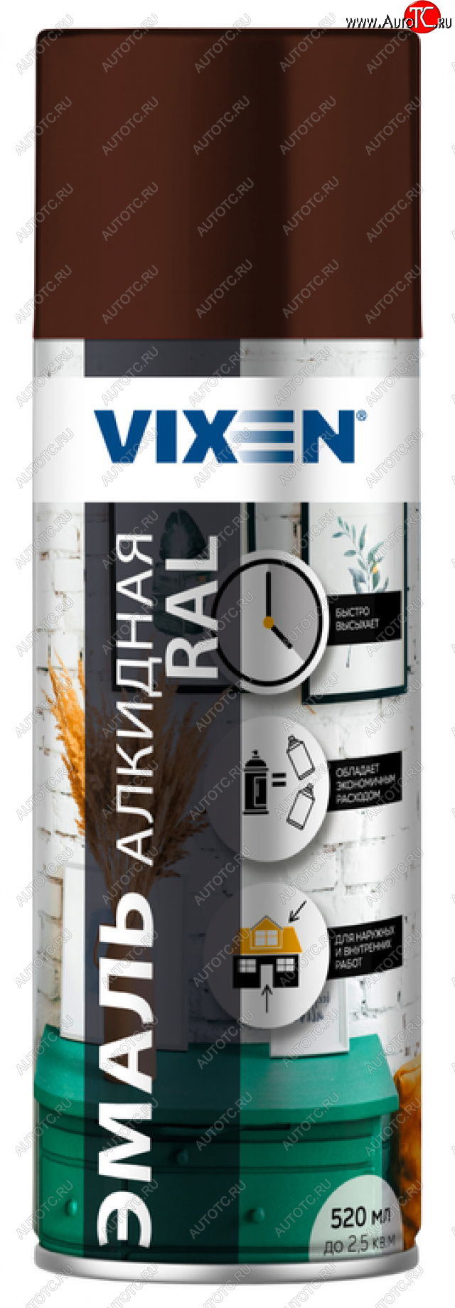 272 р. Краска коричневая аэрозоль 520мл универсальная VIXEN VIXEN vx-18012  с доставкой в г. Керчь